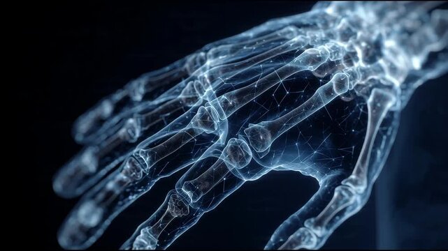 X-Ray Hand Skeleton Digital Scan Medical Anatomy Data Visualization