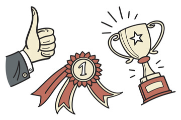 Celebrating achievements isolated on white background, Vector