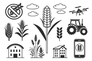 Modern agricultural icons isolated on white background, Vector