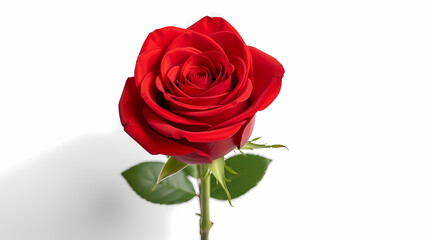 鋭いトゲがある真っ赤な1本のバラの花