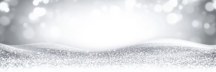 Elegant Silver Glitter Festive Celebration Background with Blurred Lights for Luxurious Designs