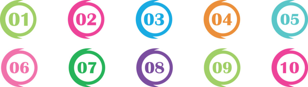 Modern colorful numbers button set. Number infographic circle from one to twelve. Number circles set1 to 10 . Set of Round 1-10 numbers icon for education.