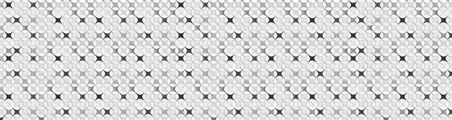 Seamless pattern background made of silver glitter stars and circles on a white surface
