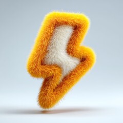 Furry lightning bolt isolated on white background