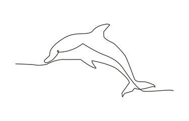 Obraz premium Dolphin continuous line. Continuous one line drawing of dolphin. Bottlenose dolphin in single line draw.