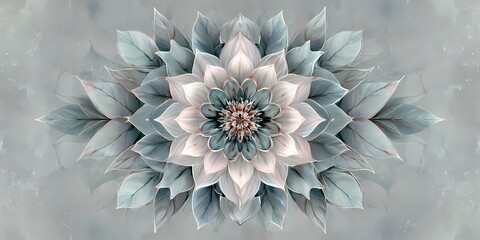 A beautiful floral pattern with intricate leaves and petals in soft blue and white tones.