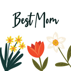 Mother's day greeting card, banner, invitation, poster with beautiful flowers, abstract floral banner