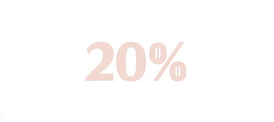 Pastel Pink 20 Percent Off Sale Sign on White Background for Product Promotions and Advertising Use
