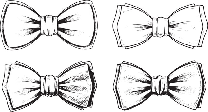 hand drawn bow tie illustrations in various styles