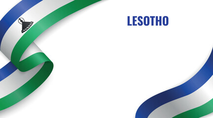 Lesotho Flag Ribbon Celebration Banner Design