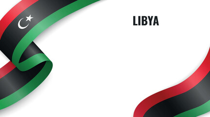 Libya Flag Ribbon Celebration Banner Design