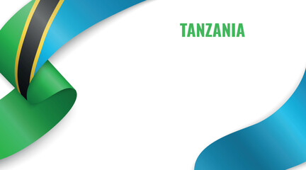Tanzania Flag Ribbon Celebration Banner Design