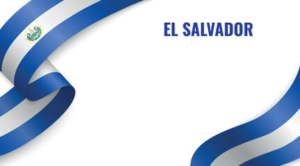 El Salvador Flag Ribbon Celebration Banner Design