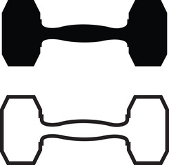 Set of dumbbell gym icons, collection of fitness weight training symbols, group of flat line vector illustrations, add barbell, workout, exercise, strength equipment, black icon