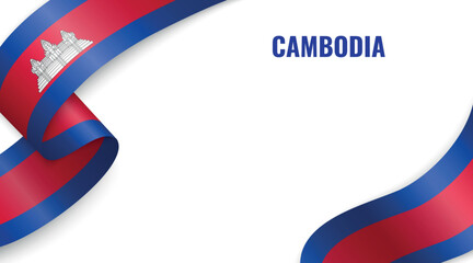 Cambodia Flag Ribbon Celebration Banner Design