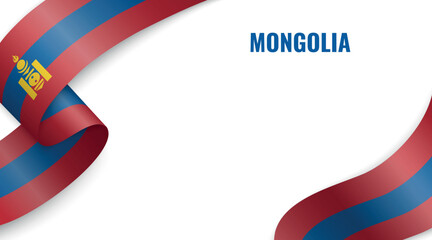 Mongolia Flag Ribbon Celebration Banner Design