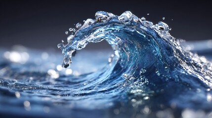 A detailed close-up of a realistic, cresting ocean wave with droplets
