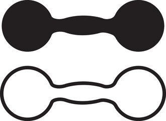 Set of dumbbell gym icons, collection of fitness weight training symbols, group of flat line vector illustrations, add barbell, workout, exercise, strength equipment, black icon