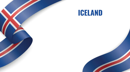 Iceland Flag Ribbon Celebration Banner Design