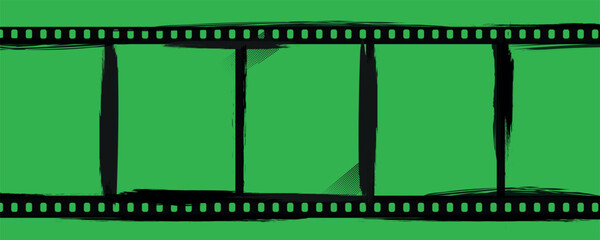 Set of  vertical film strip mockup templates featuring a subtle checkered pattern and rough grunge edges on a dark background. Each layout has a worn, printed look with distressed borders and halftone