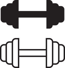 Set of dumbbell gym icons, collection of fitness weight training symbols, group of flat line vector illustrations, add barbell, workout, exercise, strength equipment, black icon