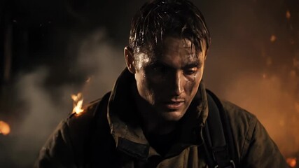 Intense firefighter battle amid blazing inferno showcasing resilience and