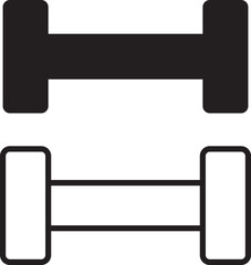 Set of dumbbell gym icons, collection of fitness weight training symbols, group of flat line vector illustrations, add barbell, workout, exercise, strength equipment, black icon