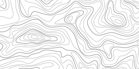 Topographic contour, line map with curvy wave isolines. Ocean or sea depth topographic landscape surface, pattern. Concept of conditional geography scheme, terrain path. Editable vector stroke