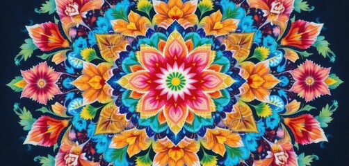 Colorful abstract pattern on the fabric, kaleidoscope background. Generative AI Colorful abstract pattern on the fabric,