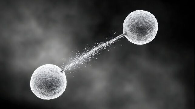 Graph depicting cell division involving organelle exchange and contrast differences