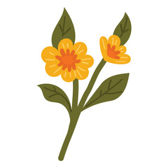 Flower element, Plant vector illustration, Digital flower design, Abstract floral item vector