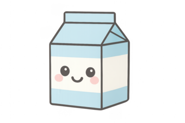 Kawaii smiling milk carton doodle vector illustration