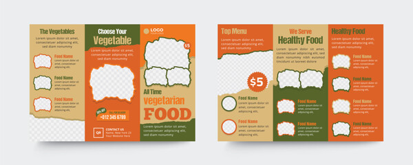 Vegetarian food trifold brochure design template