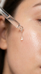 Skincare routine with serum application for healthy glowing skin care