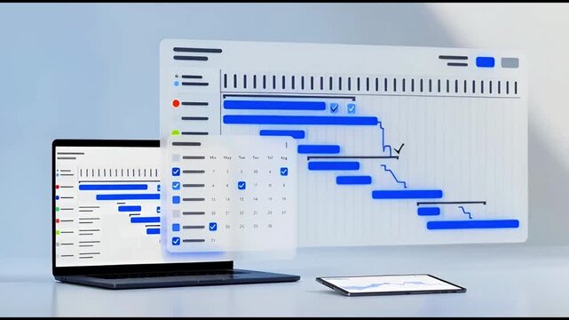 Project Management Dashboard and Task Tracking Interface on laptop.