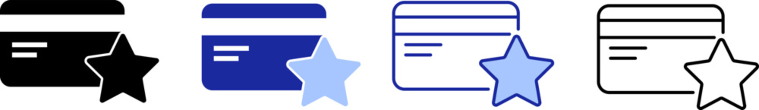 Different versions of an icon showing cards with stars displayed side by side in various colors