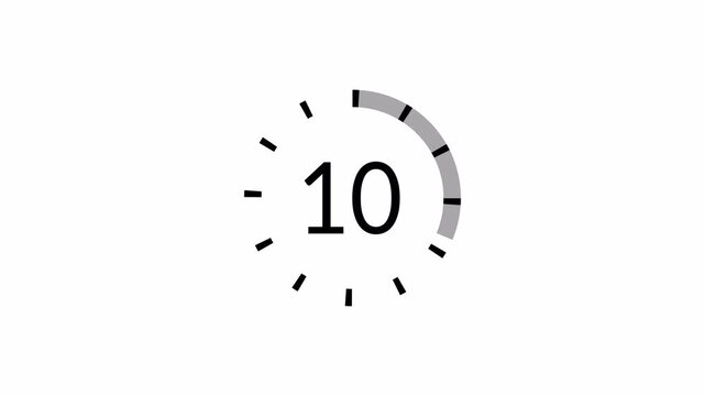Countdown timer animation from 15 to 0 with alpha channel, 15 second countdown video on transparent background in 4k.