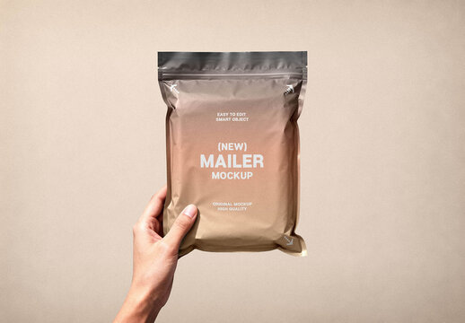 Plastic Mailer in Hand Mockup