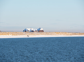 Snowy landscape on Sylt island in Germany