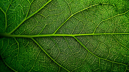 Obraz premium Detailed Green Leaf Veins Macro Pattern Nature Background