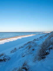 Snowy landscape on Sylt island in Germany