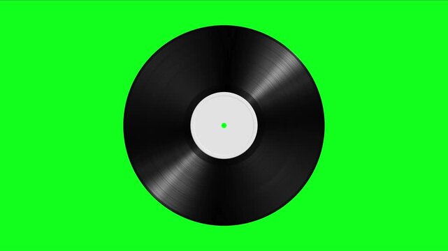 Shiny Vinyl Record Spinning Green Screen Animation Loop