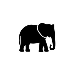 Fototapeta premium Black elephant standing profile view vector illustration, flat design