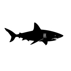 Fototapeta premium Black Shark Silhouette Vector Illustration on White Background