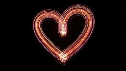 Heart shape formed by light trails on black background