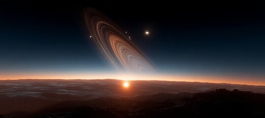Majestic View of Saturn s Rings and Moons at Celestial Dawn, Stunning Cosmic Scene in Space