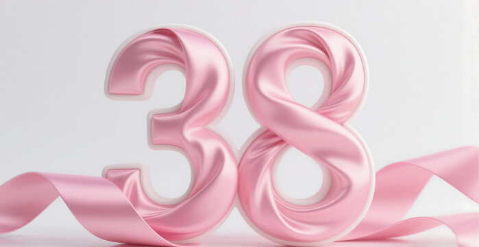 March 8 Women's Day Pink Ribbon Art Text Background