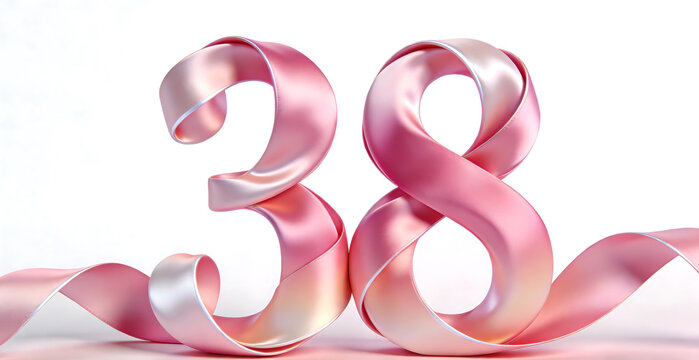 March 8 Women's Day Pink Ribbon Art Text Background