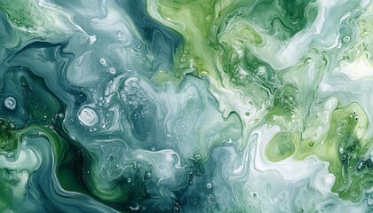 Fototapeta premium Abstract Painting Featuring Dynamic Blue and Green Swirls Creating a Depth Perception Effect