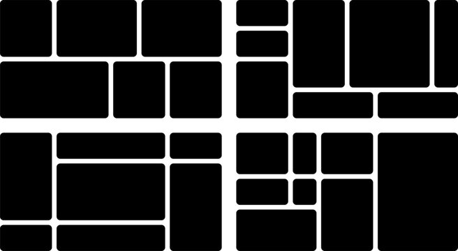 bento style layout of various arrangement set for web interface